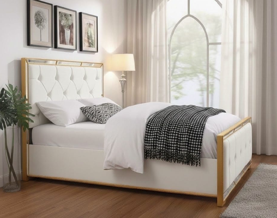 Velveteen Designer Storage Bed | Luxury Ottoman Bed