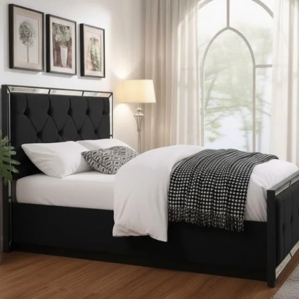 Velveteen Designer Storage Bed | Luxury Ottoman Bed