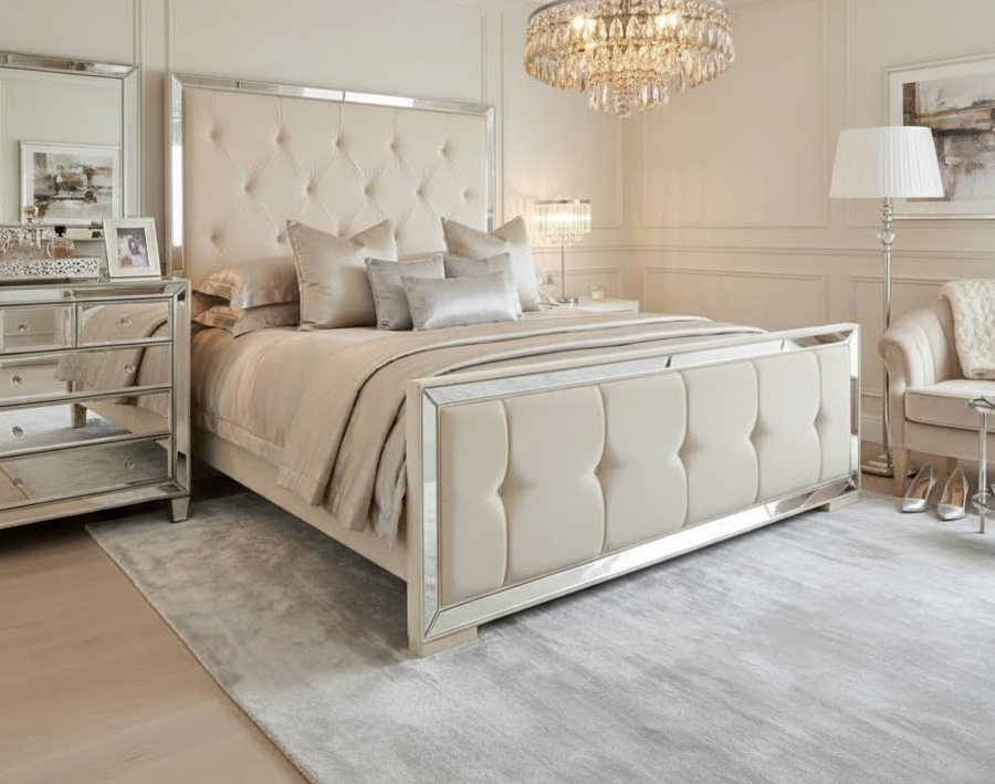 Velveteen Designer Storage Bed | Luxury Ottoman Bed