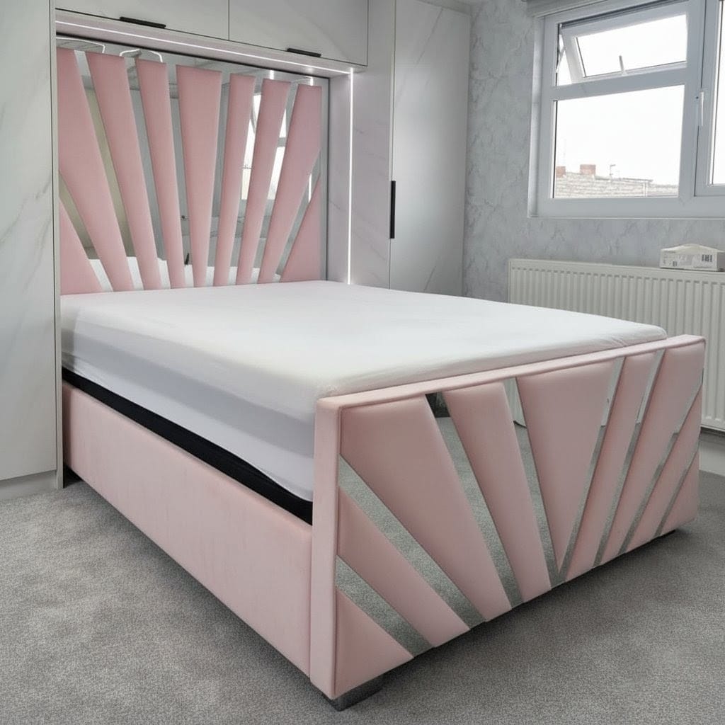 Sunrise Mirror Ottoman Storage Bed – Luxury Mirror Bed