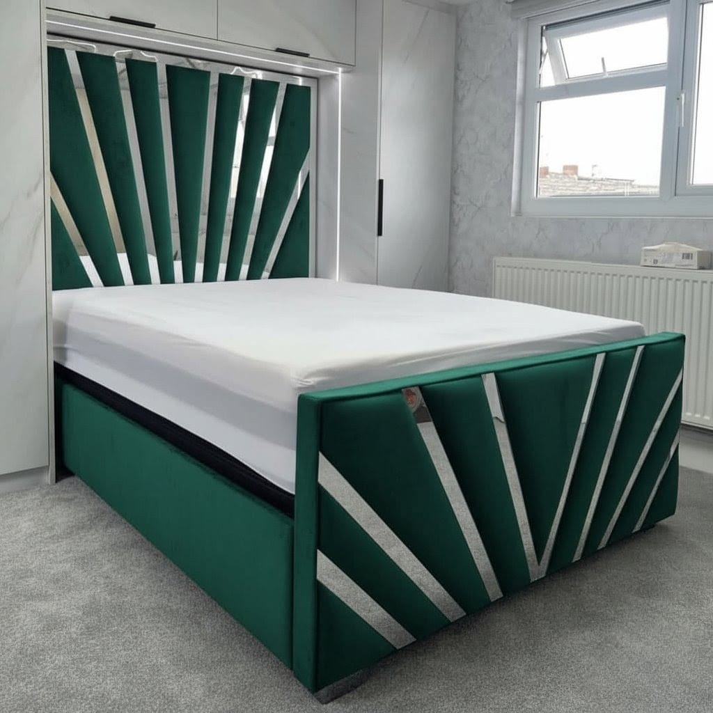 Sunrise Mirror Ottoman Storage Bed – Luxury Mirror Bed