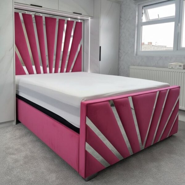 Sunrise Mirror Ottoman Storage Bed – Luxury Mirror Bed