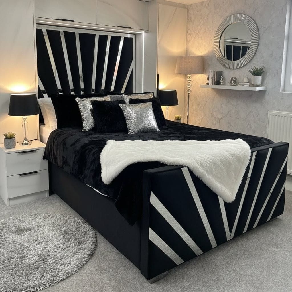 Sunrise Mirror Ottoman Storage Bed – Luxury Mirror Bed