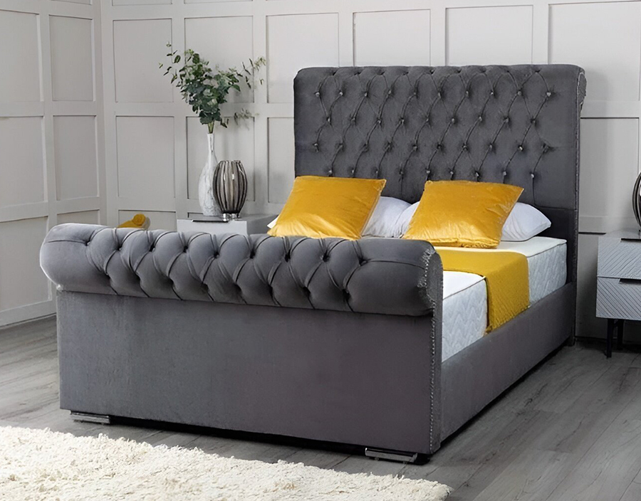 Velvet Vortex Ottoman Bed: Storage Solutions