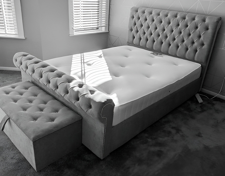 Velvet Vortex Ottoman Bed: Storage Solutions