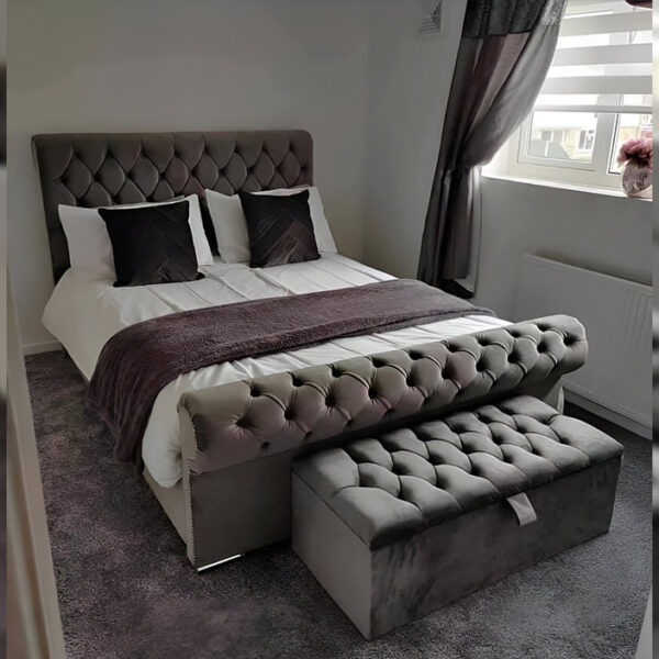 Velvet Vortex Ottoman Bed: Storage Solutions