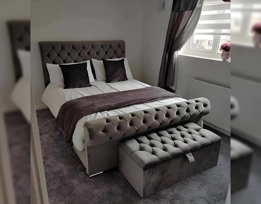 Velvet Vortex Ottoman Bed: Storage Solutions